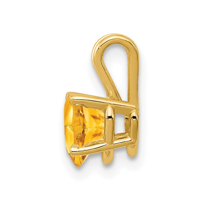 Million Charms 14K Yellow Gold Themed 6Mm Heart Citrine Pendant
