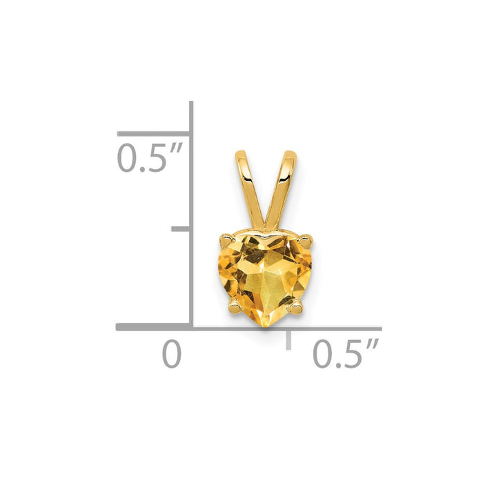 Million Charms 14K Yellow Gold Themed 6Mm Heart Citrine Pendant