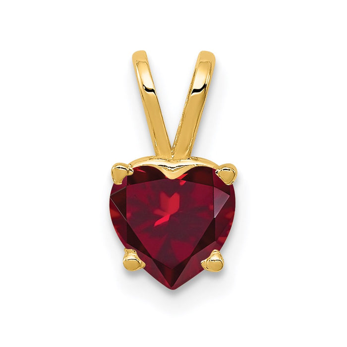 Million Charms 14K Yellow Gold Themed 6Mm Heart Created Ruby Pendant