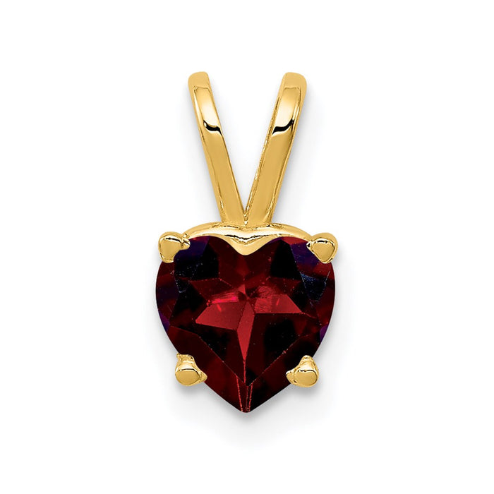 Million Charms 14K Yellow Gold Themed 6Mm Heart Garnet Pendant