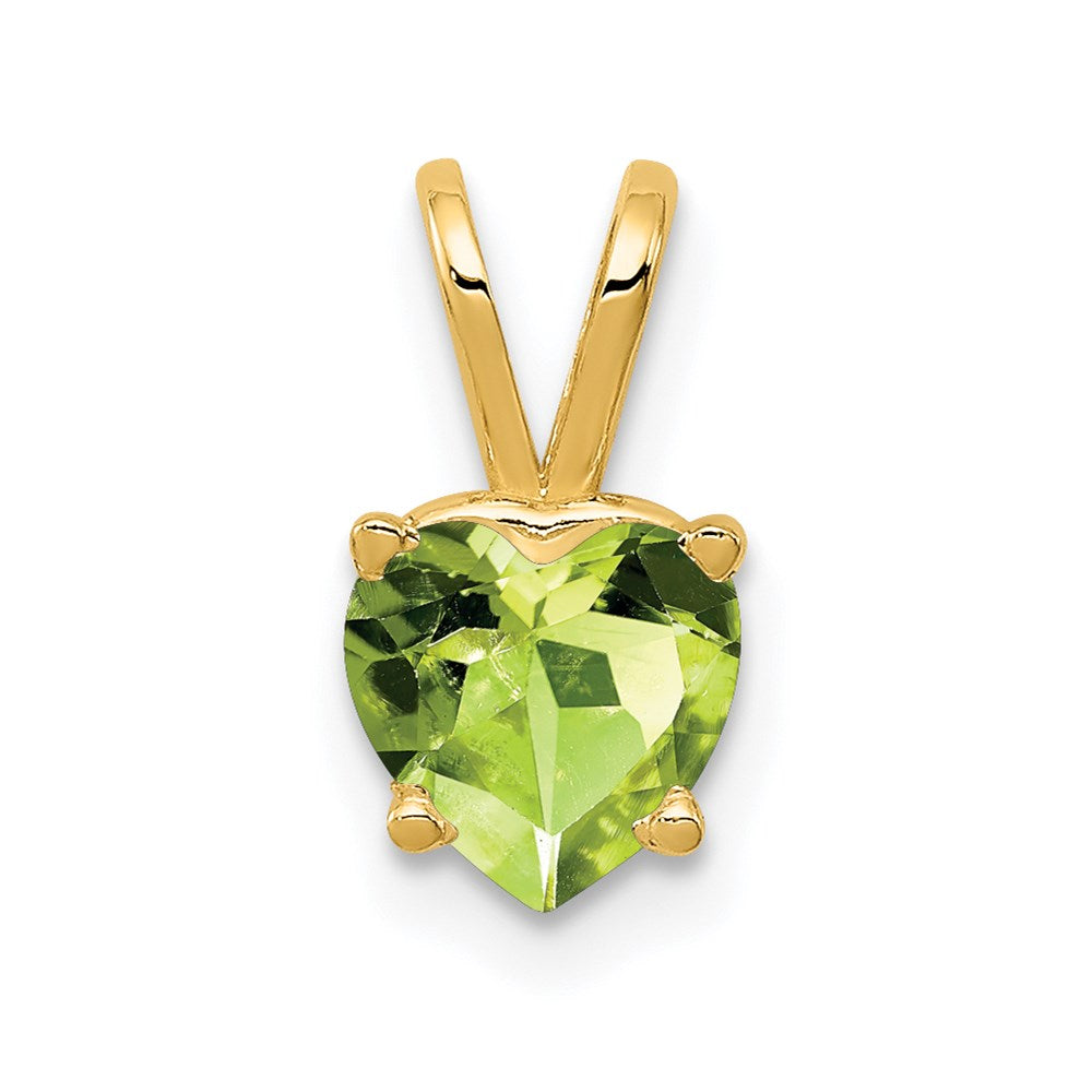 Million Charms 14K Yellow Gold Themed 6Mm Heart Peridot Pendant