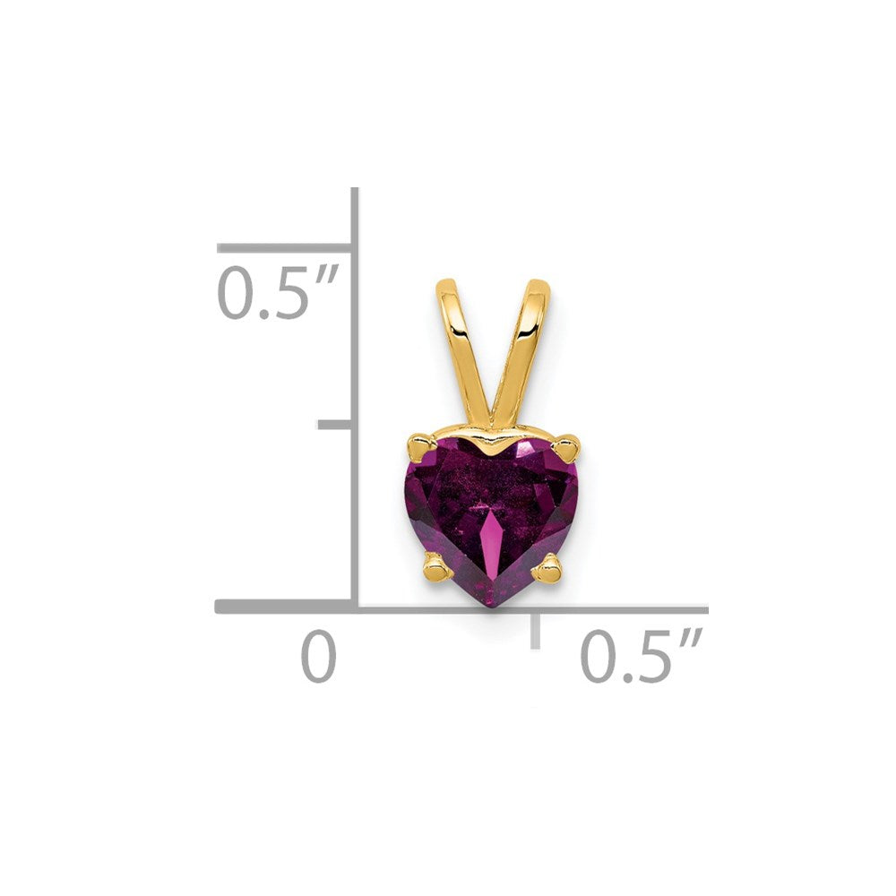 Million Charms 14K Yellow Gold Themed 6Mm Heart Rhodolite Garnet Pendant