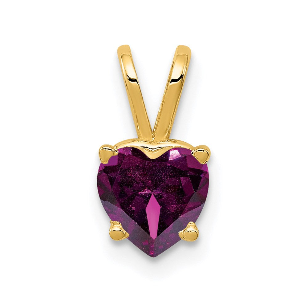 Million Charms 14K Yellow Gold Themed 6Mm Heart Rhodolite Garnet Pendant