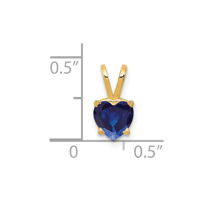 Million Charms 14K Yellow Gold Themed 6Mm Heart Sapphire Pendant