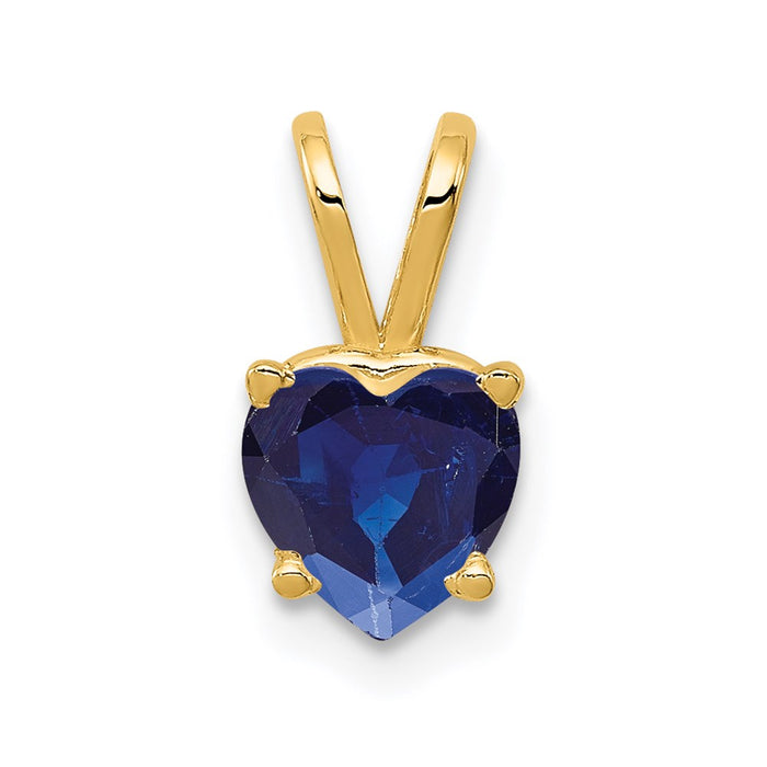 Million Charms 14K Yellow Gold Themed 6Mm Heart Sapphire Pendant