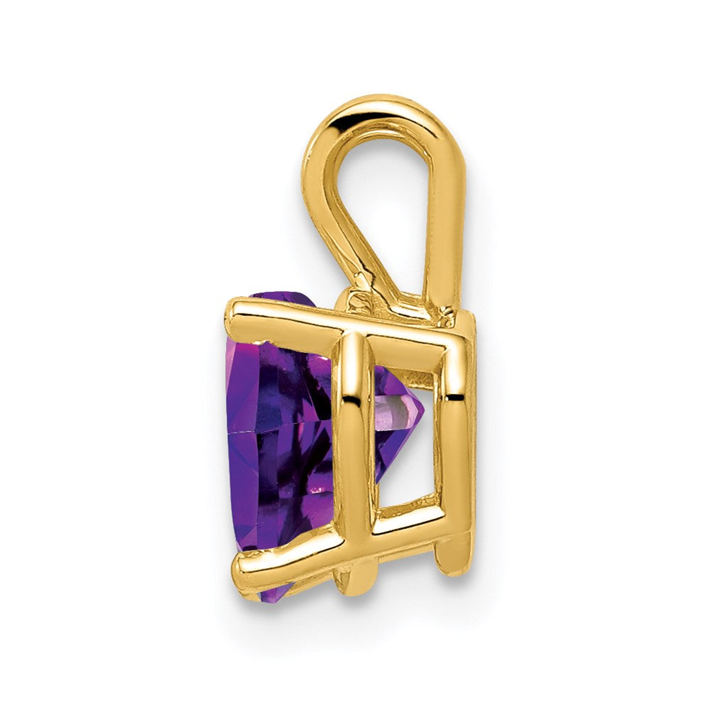 Million Charms 14K Yellow Gold Themed 7Mm Heart Amethyst Pendant
