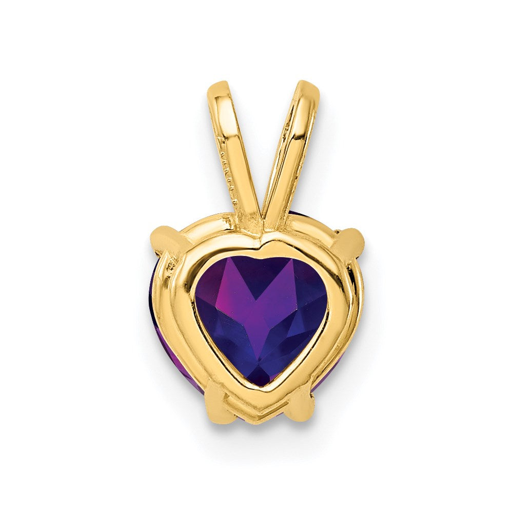 Million Charms 14K Yellow Gold Themed 7Mm Heart Amethyst Pendant