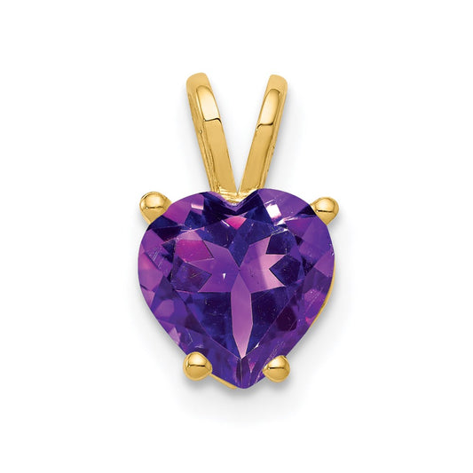 Million Charms 14K Yellow Gold Themed 7Mm Heart Amethyst Pendant