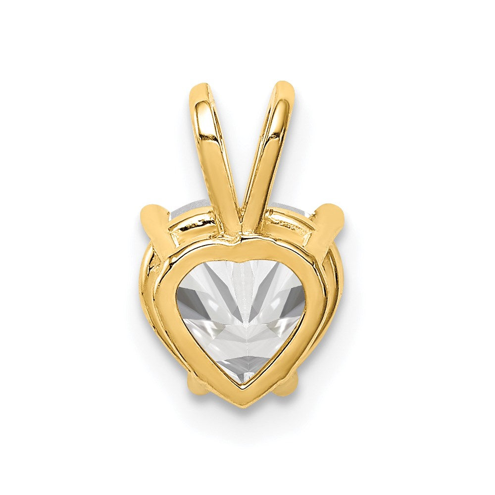 Million Charms 14K Yellow Gold Themed 7Mm Heart Cubic Zirconia Pendant