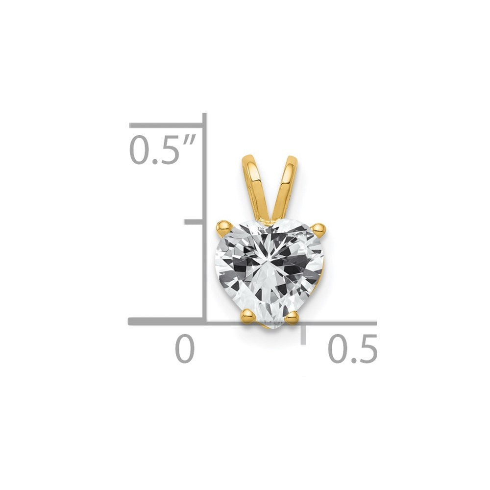 Million Charms 14K Yellow Gold Themed 7Mm Heart Cubic Zirconia Pendant