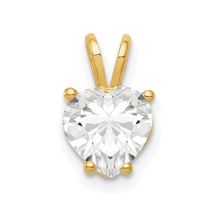 Million Charms 14K Yellow Gold Themed 7Mm Heart Cubic Zirconia Pendant