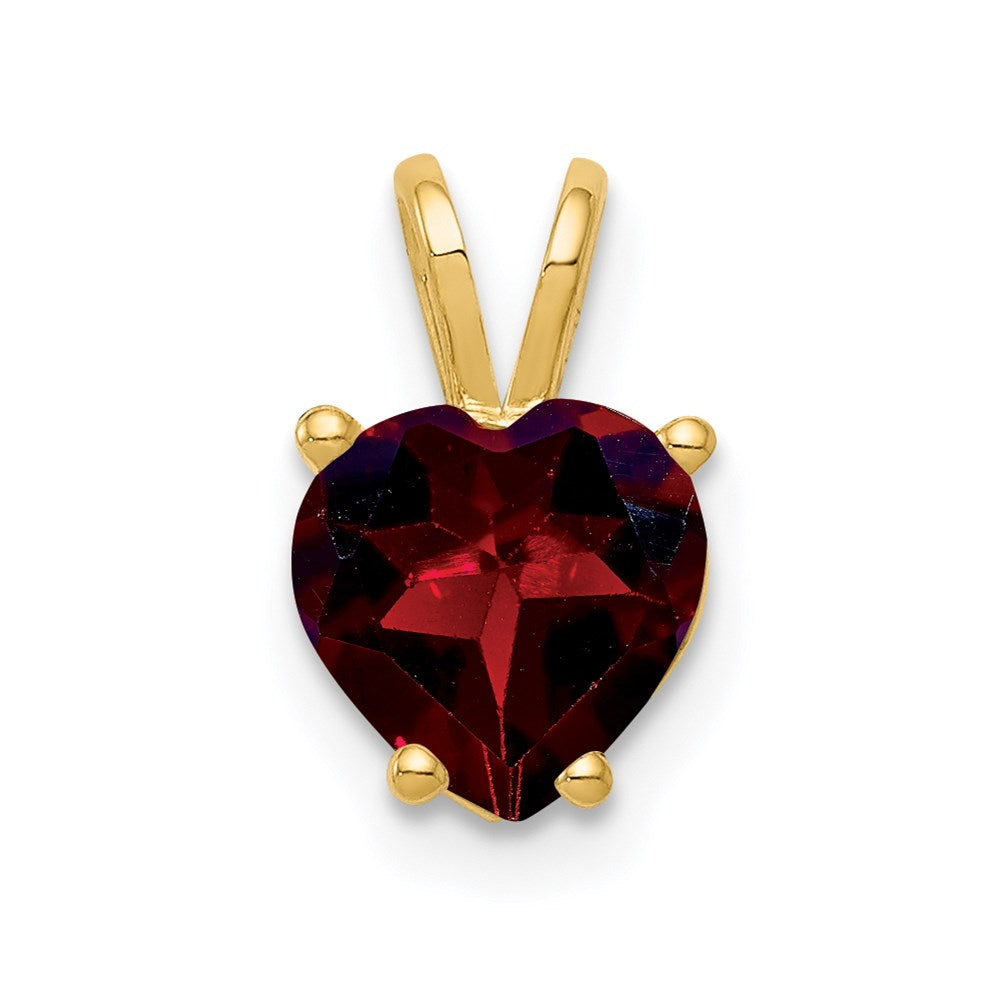Million Charms 14K Yellow Gold Themed 7Mm Heart Garnet Pendant
