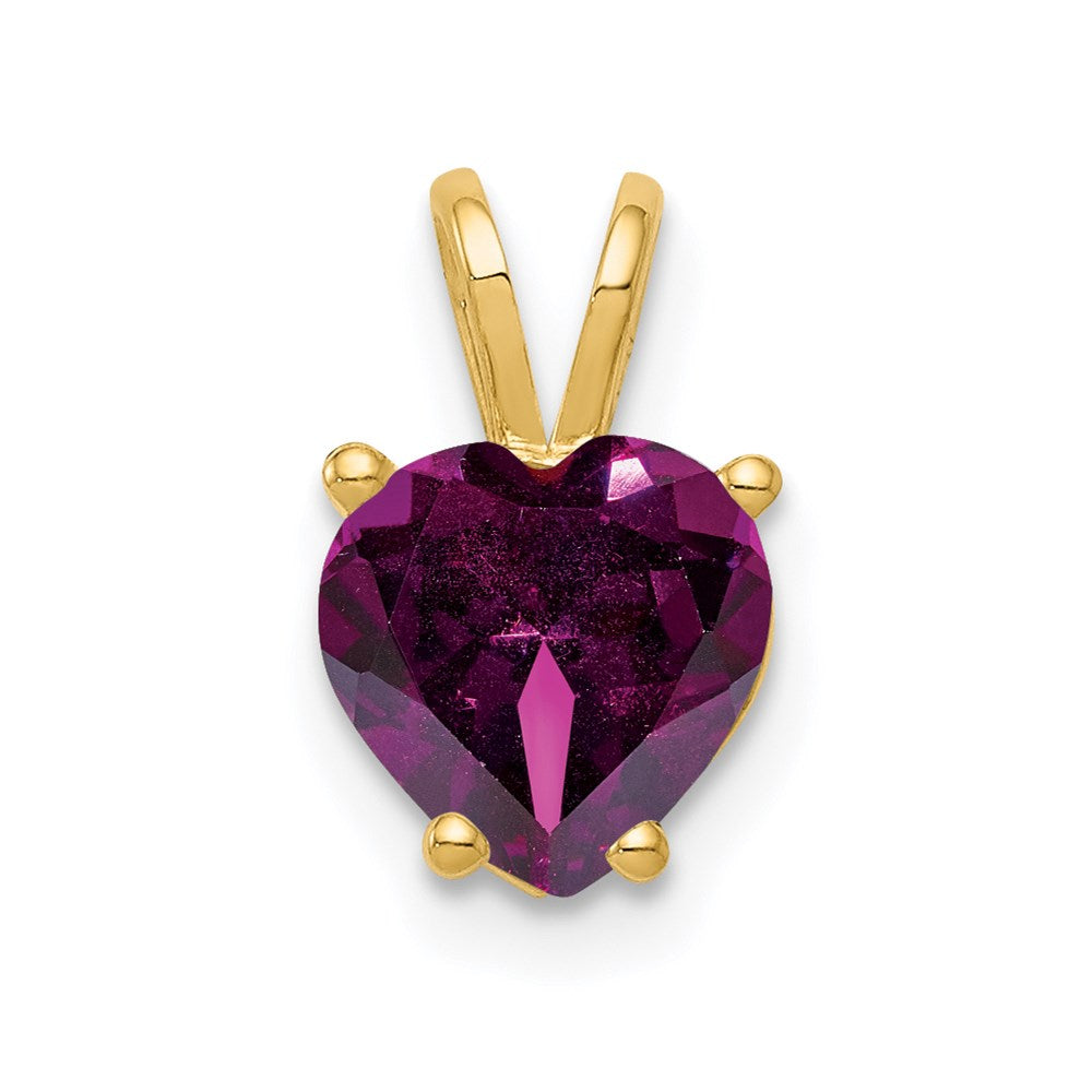 Million Charms 14K Yellow Gold Themed 7Mm Heart Rhodolite Garnet Pendant