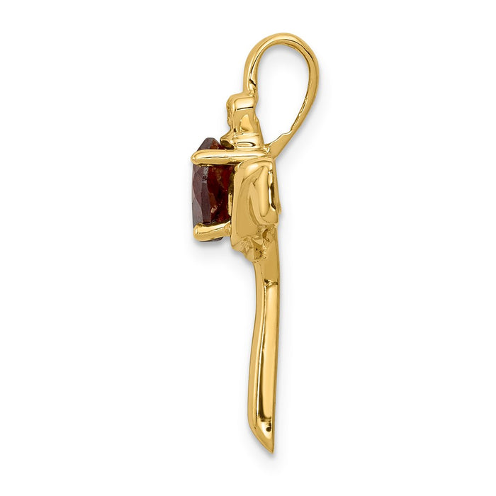 Million Charms 14K Yellow Gold Themed 6Mm Claddagh Garnet A Diamond Relgious Cross Pendant