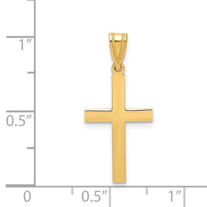 Million Charms 14K Yellow Gold Themed Sand Blasted Relgious Cross Pendant