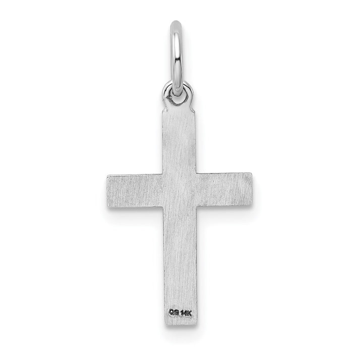 Million Charms 14K White Gold Themed Laser Designed Relgious Cross Pendant