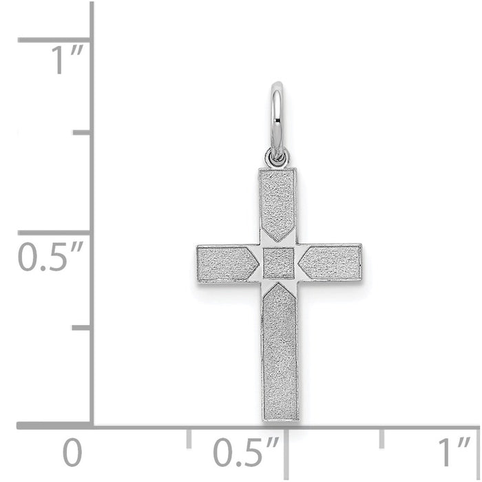 Million Charms 14K White Gold Themed Laser Designed Relgious Cross Pendant