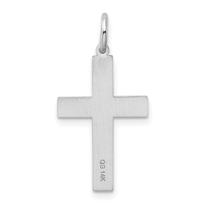 Million Charms 14K White Gold Themed Laser Designed Relgious Cross Pendant