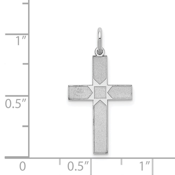 Million Charms 14K White Gold Themed Laser Designed Relgious Cross Pendant