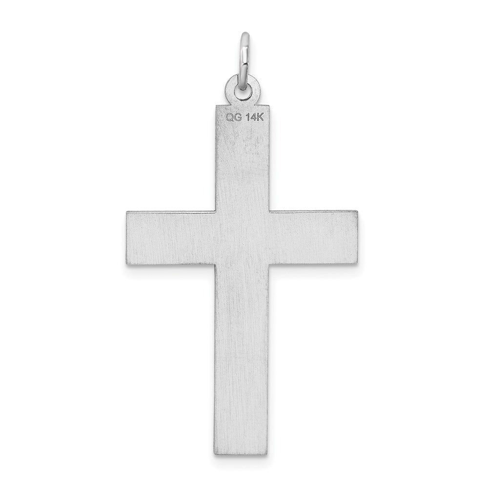 Million Charms 14K White Gold Themed Laser Designed Relgious Cross Pendant