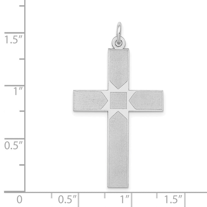 Million Charms 14K White Gold Themed Laser Designed Relgious Cross Pendant