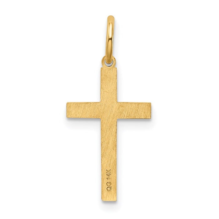 Million Charms 14K Yellow Gold Themed Laser Designed Relgious Cross Charm