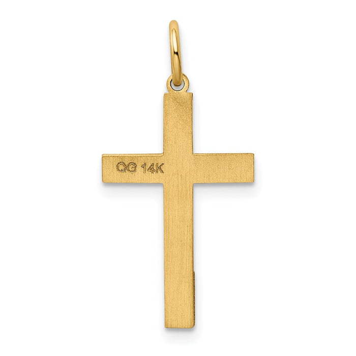 Million Charms 14K Yellow Gold Themed Laser Designed Relgious Cross Pendant