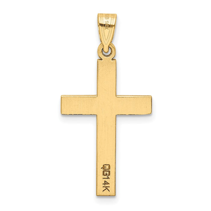 Million Charms 14K Yellow Gold Themed Sand Blasted Relgious Cross Pendant