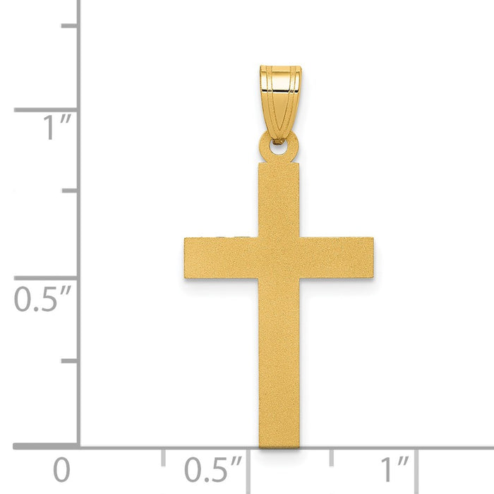 Million Charms 14K Yellow Gold Themed Sand Blasted Relgious Cross Pendant