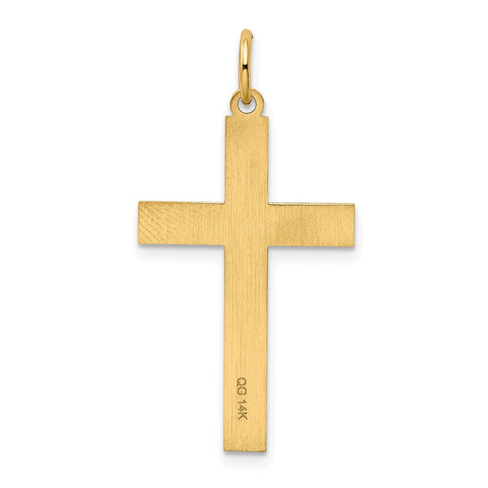 Million Charms 14K Yellow Gold Themed Laser Designed Relgious Cross Pendant