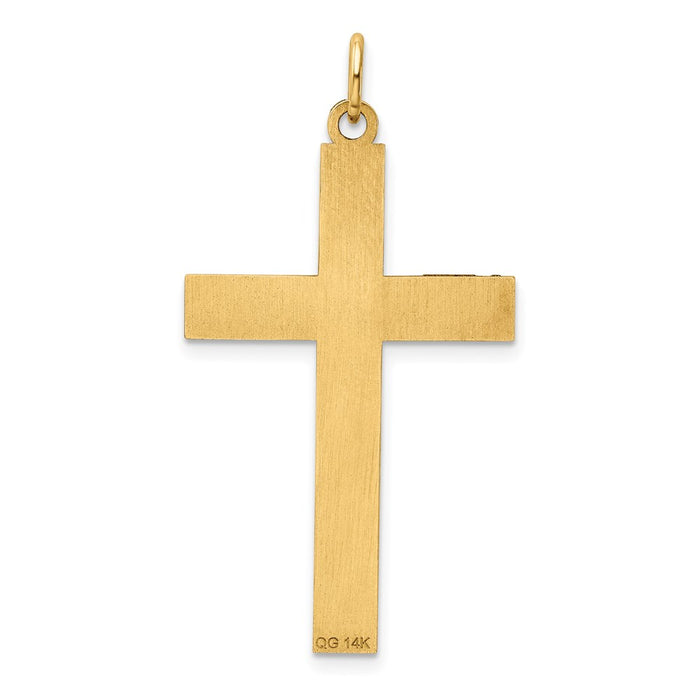 Million Charms 14K Yellow Gold Themed Laser Designed Relgious Cross Pendant