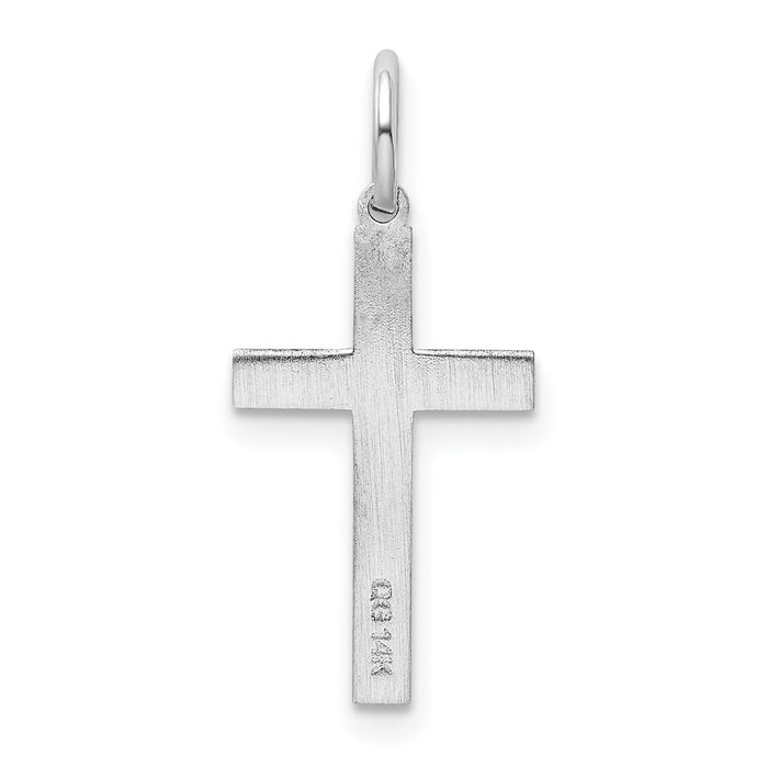 Million Charms 14K White Gold Themed Laser Designed Relgious Cross Charm