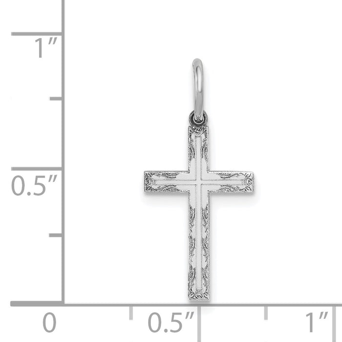Million Charms 14K White Gold Themed Laser Designed Relgious Cross Charm