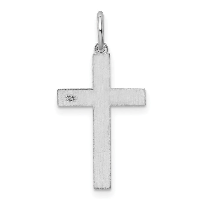 Million Charms 14K White Gold Themed Laser Designed Relgious Cross Pendant