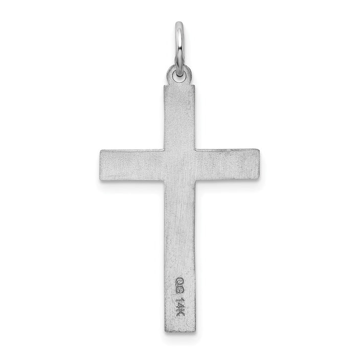 Million Charms 14K White Gold Themed Laser Designed Relgious Cross Pendant