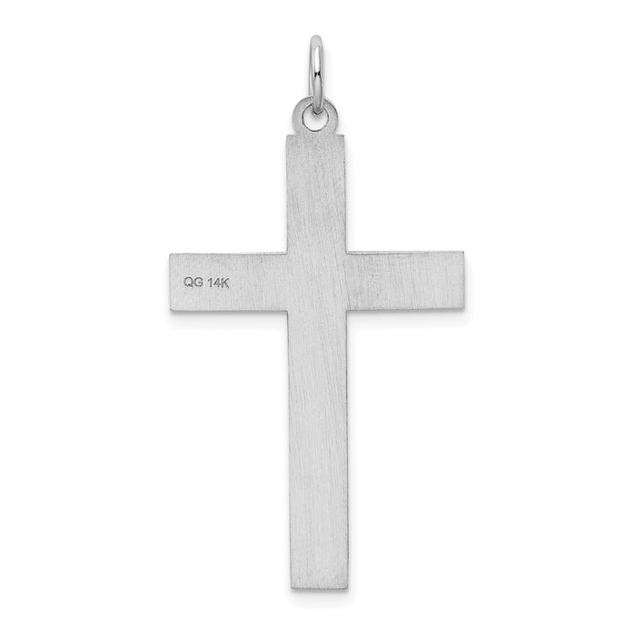 Million Charms 14K White Gold Themed Laser Designed Relgious Cross Pendant