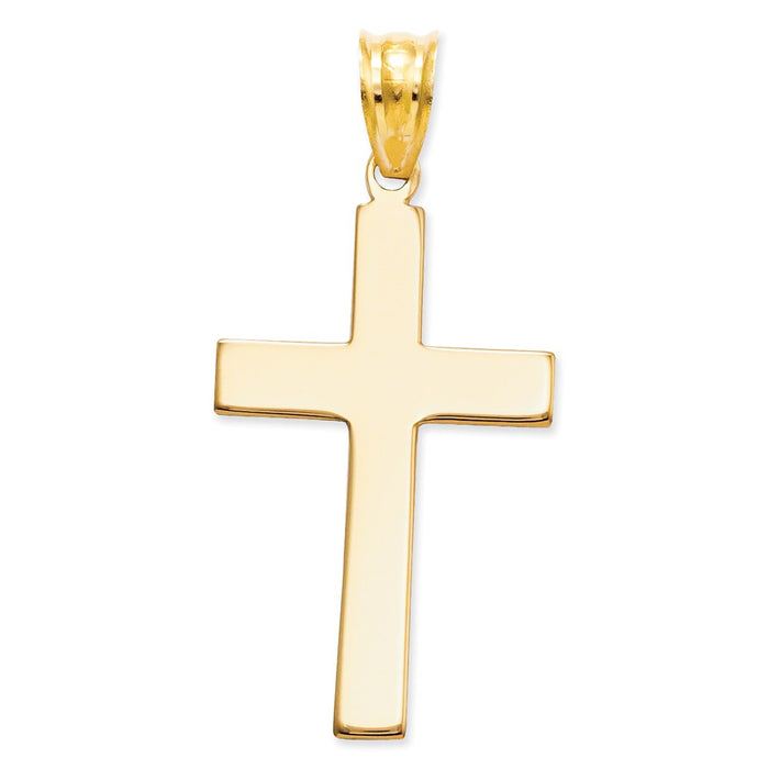 Million Charms 14K Yellow Gold Themed Sand Blasted Relgious Cross Pendant