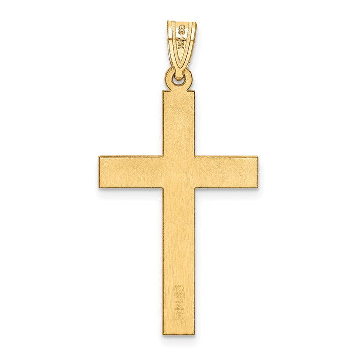 Million Charms 14K Yellow Gold Themed Sand Blasted Relgious Cross Pendant