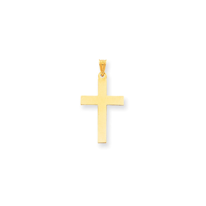 Million Charms 14K Yellow Gold Themed Sand Blasted Relgious Cross Pendant