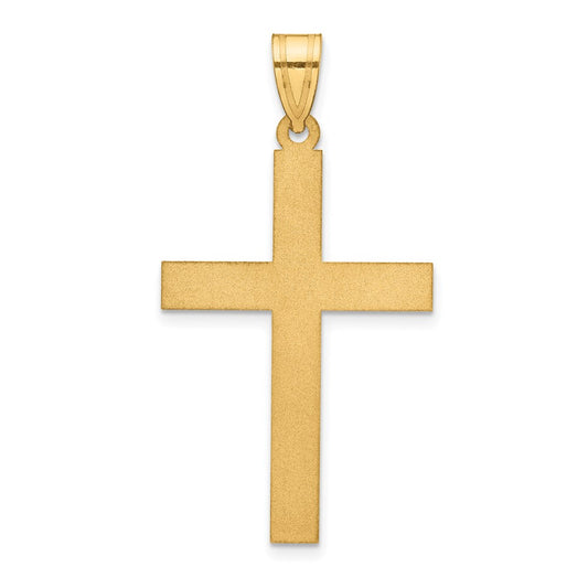 Million Charms 14K Yellow Gold Themed Sand Blasted Relgious Cross Pendant