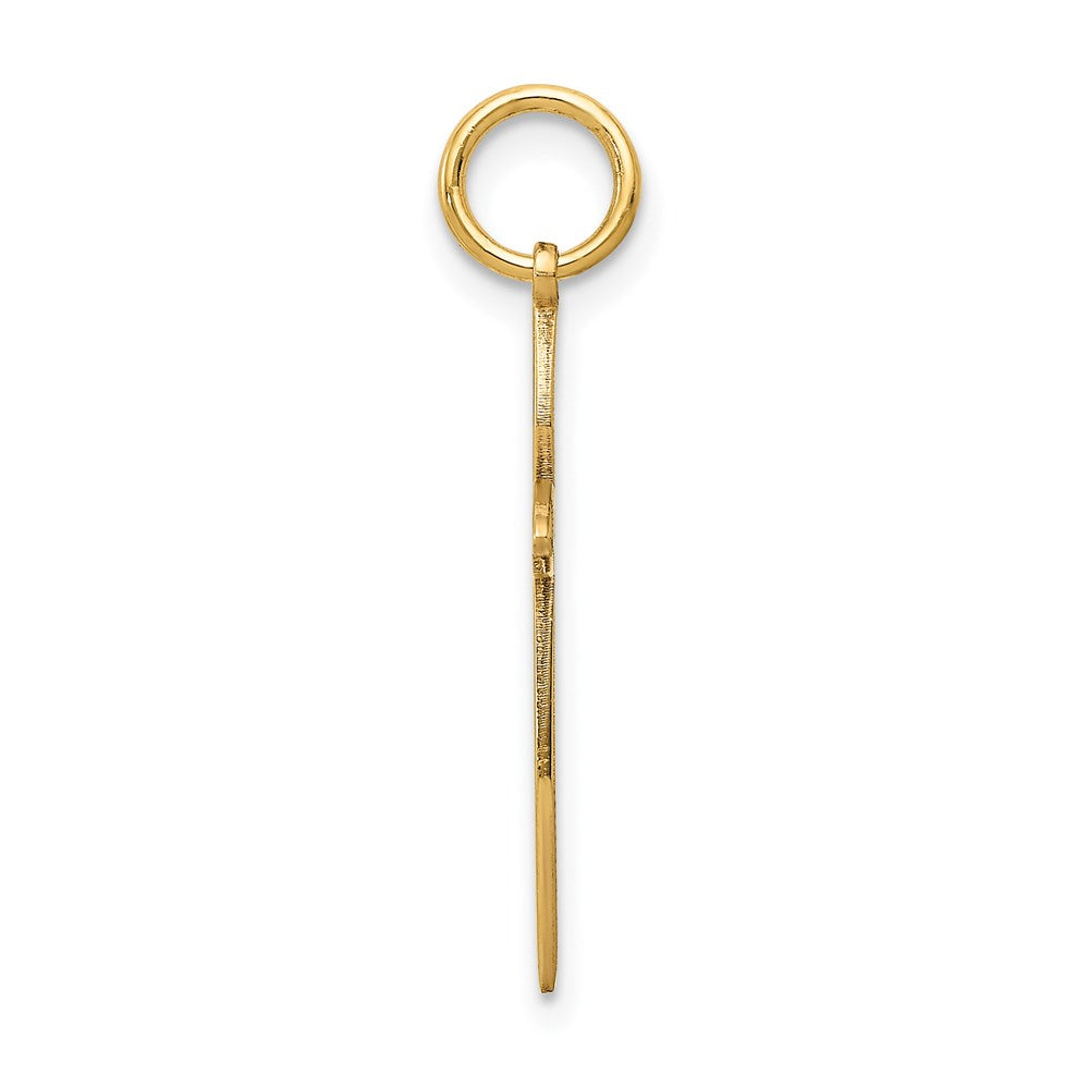 Million Charms 14K Yellow Gold Themed Laser Designed Relgious Cross Charm