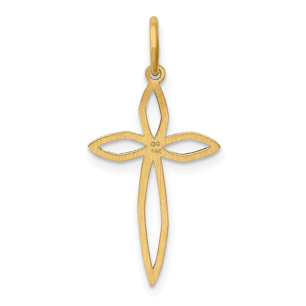 Million Charms 14K Yellow Gold Themed Laser Designed Relgious Cross Charm