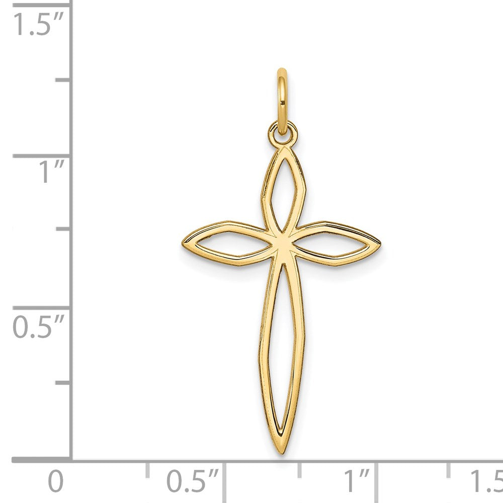 Million Charms 14K Yellow Gold Themed Laser Designed Relgious Cross Pendant