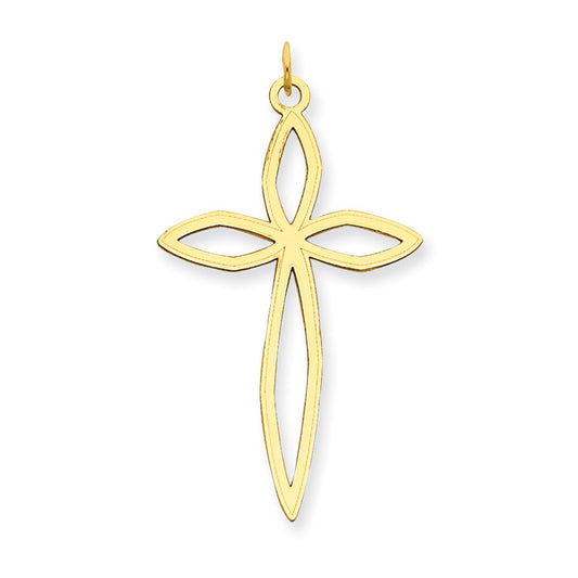 Dije de cruz religiosa con diseño láser temático de oro amarillo de 14 quilates Million Charms