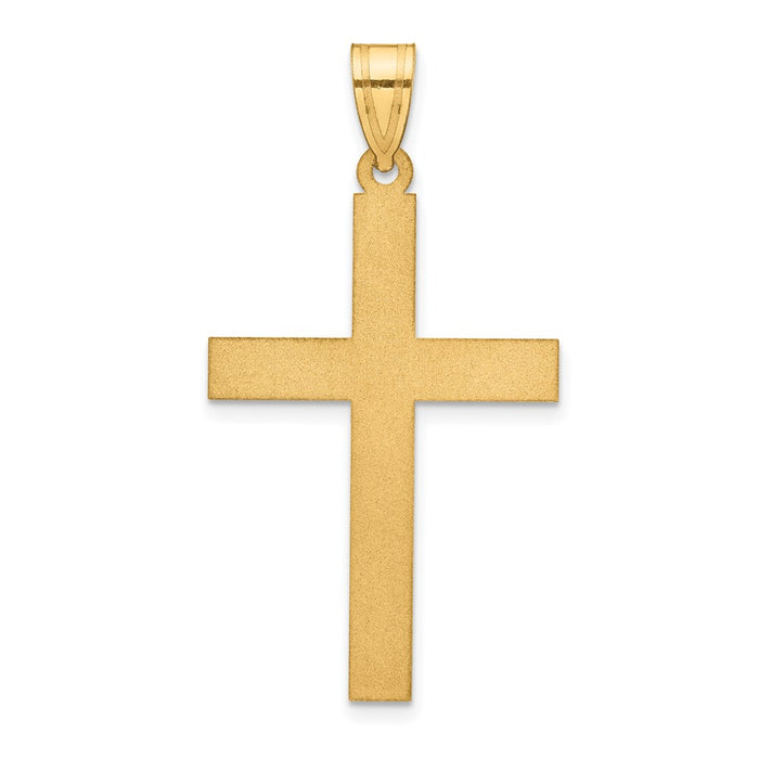 Million Charms 14K Yellow Gold Themed Sand Blasted Relgious Cross Pendant