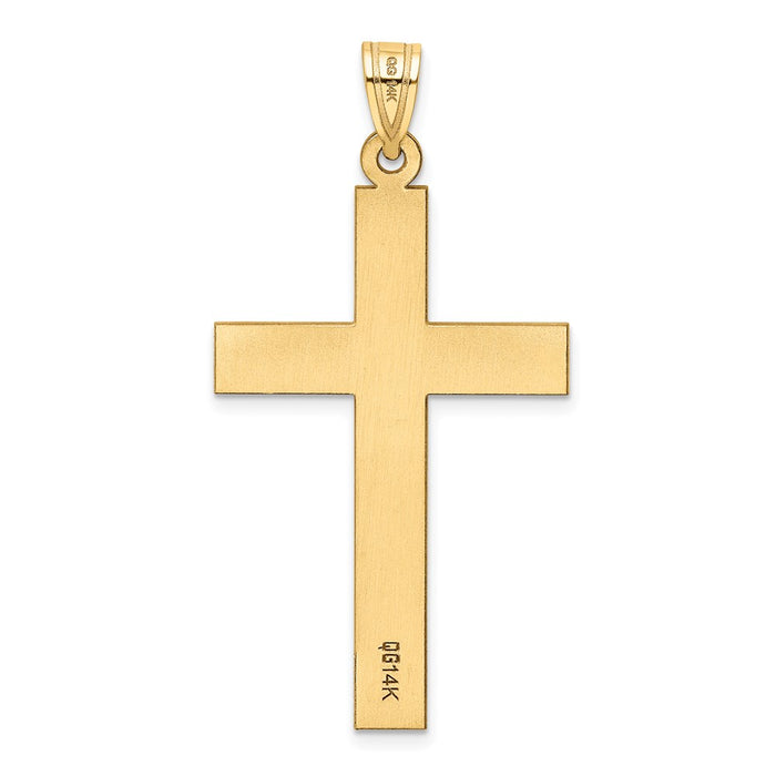 Million Charms 14K Yellow Gold Themed Sand Blasted Relgious Cross Pendant