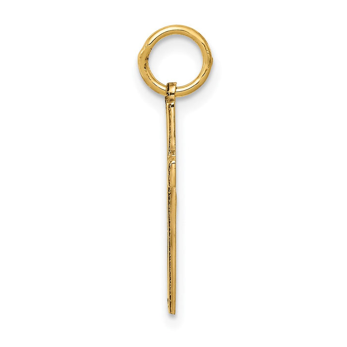 Million Charms 14K Yellow Gold Themed Laser Designed Relgious Cross Charm