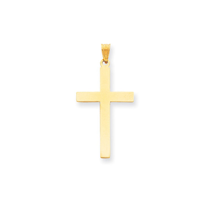 Million Charms 14K Yellow Gold Themed Sand Blasted Relgious Cross Pendant