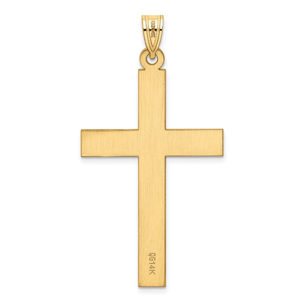 Million Charms 14K Yellow Gold Themed Satin Relgious Cross Pendant