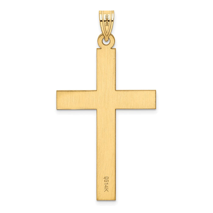 Million Charms 14K Yellow Gold Themed Satin Relgious Cross Pendant